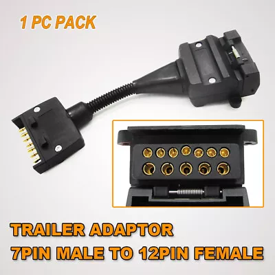 $16.95 • Buy 7 Pin Flat Male Plug To 12 Pin Female Socket Trailer Adaptor Caravan Connector