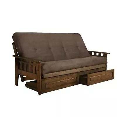 Tucson Frame-Rustic Walnut Finish-Suede Gray Mattress-Storage Drawers • $742.74