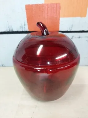 Vintage Anchor Hocking Red Flashed Glass Apple Cookie Candy Jar • $19.20