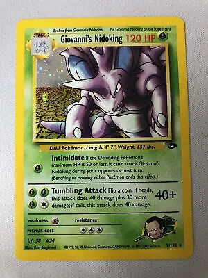 $49.75 • Buy Giovanni's Nidoking 7/132 Holo Rare Gym Challenge Pokemon Card Near Mint