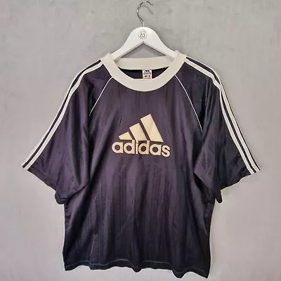 Adidas T Shirt Mens XL Black Vintage Made In England Sports Embossed Logo Top • £24.99