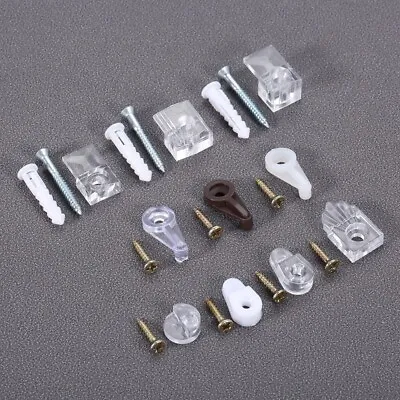 10/20/50Pcs Glass Fixing Clips For Display Cabinet Dressser Mirror Fragile Glass • £15.23