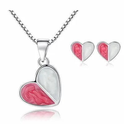 £3.97 • Buy 925 Sterling Silver Heart Pendant Chain Necklace Stud Earrings Womens Jewellery