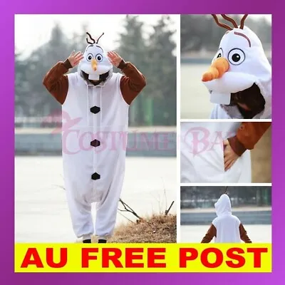 Adult Kids Frozen Olaf Snowman Kigurumi Animal Onesie Pajamas Costume Sleepwear • $29.95