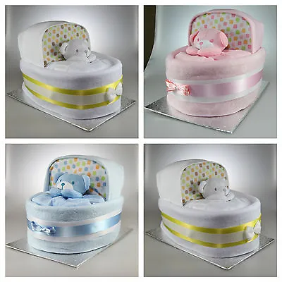 Baby Boy Girl Unisex  Nappy Cake Crib Basinet New Baby Shower Gift Present • £24.99