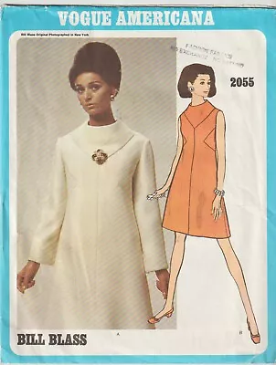 Vogue Americana 2055 Ca.1968 Bill Blass Misses' One-Piece Dress Size 12 • $10.42