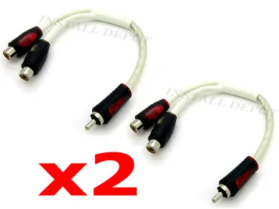 2 Pcs - Premium White Rca Y-adapters 1 Male To 2 Female Car Marine Amp Splitter • $10.25