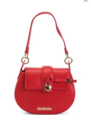 LOVE MOSCHINO Heart Logo Mini Shoulder Bag Leather Handbag Chic Discreet Closure • $136