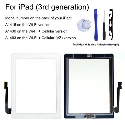 £11.80 • Buy For IPad 3rd Gen Generation Front Glass Digitizer Touch Screen Replacement White