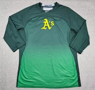 Oakland A's Athletics Nike Shirt Mens XL Green Nike Pro Hypercool Fitted • $28.88