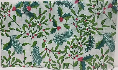 Thin Kitchen Vinyl Tablecloth 52 X70  OBLONG CHRISTMAS LEAVES & BERRIES # 2CH • $8.99