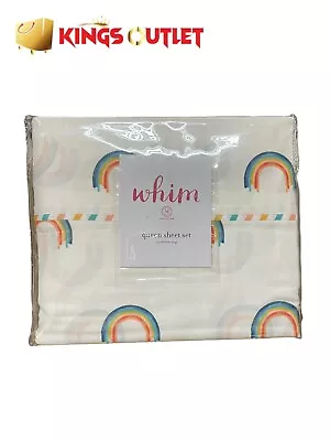 Whim By Martha Stewart 100% Cotton Queen Sheet Set Rainbow • £32.65
