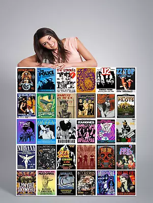 ROCK MUSIC CONCERT POSTERS VINTAGE PRINTS  A5 148x210mm FULLY LAMINATED VOL 2 • £1.75