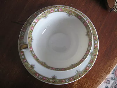 #11 Cup Saucer Limoges France A.Lanternier & Co White W/flowers Ring • $49.99