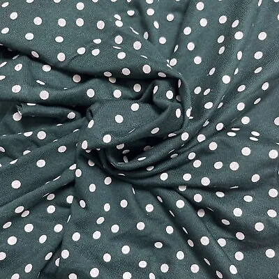 £3.50 • Buy Stretch Fabric Remnant  Jersey Knit 1.75m X 1m Green Polka Dot Spot