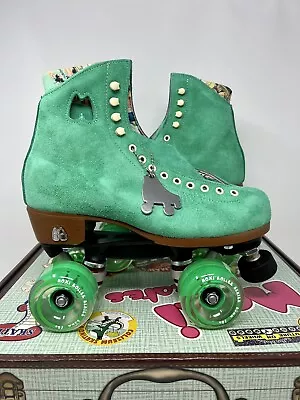 NEW Moxi Lolly Apple Green Suede Roller Skates - Fits Women's 9 - 9.5 | Men's 8 • $379.99