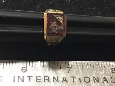 Vtg 10k Solid Gold   Masonic Ring Sz 9.25 Not Scrap Wear Free Masons • $325