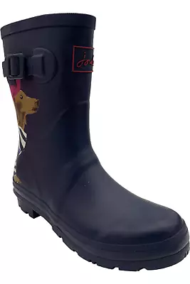 Joules Mid Rain Boots Molly Welly Navy Sausage Dog • $44.99
