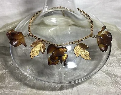 Vintage Early Unsigned Miriam Haskell Celluloid Flowers & Leaves Necklace. Rare • $65