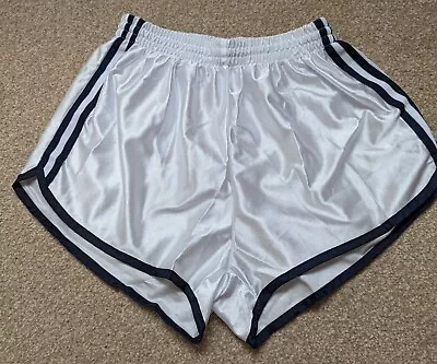 Size S | Mens Shiny Vintage Style Athletic/Running Shorts | White | SH5 • £12.95