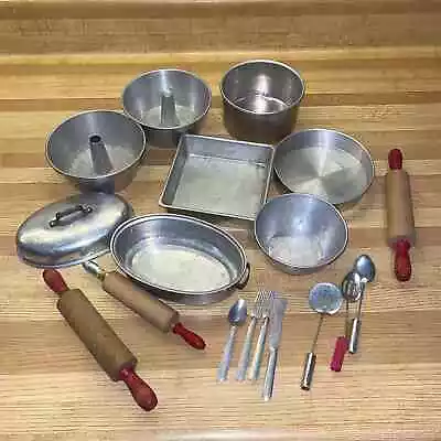 Vintage Aluminum Child’s Play Baking Cooking Set 1950s • $25