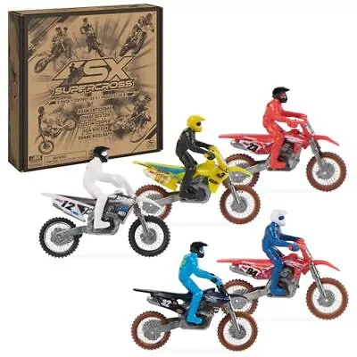 Supercross Authentic 5-Pack Of 124 Scale Die-Cast Motorcycles With Rider Figu • $31.58