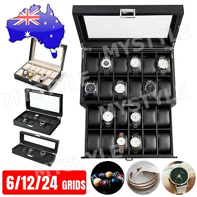 6/12/24 Grids Jewelry Watch Box Display Case Storage Holder Organizer Gift • $19.95