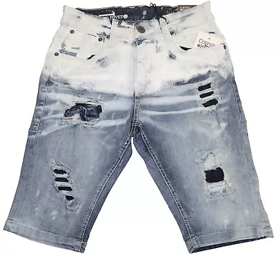Men's Copper Rivet Light Sand Blue Bleached Washed Denim Shorts • $24.95