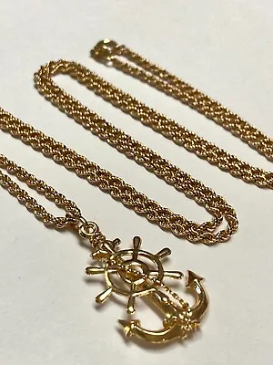 Men's Mariner's 14k Gold Anchor Pendant Necklace 14k Rope Chain • $550