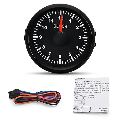 52mm 2inch Clock Gauge12Hours For Cars Boat Truck With Red Backlight Waterproof • $35.39