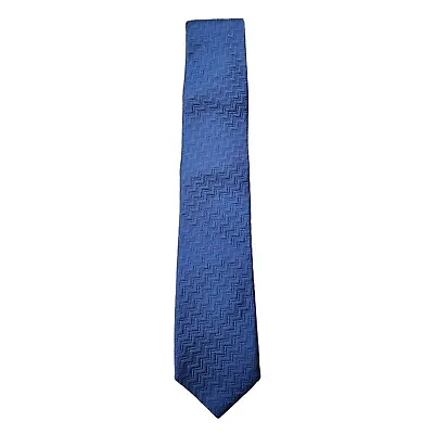 Bugatchi New NWT Blue Zig Zag Silk Cotton Textured Necktie Tie • $79