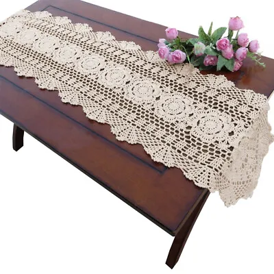 Table Runner Vintage Crochet Lace Doilies Mats Wedding Dining Room Home Decor • £10.79
