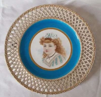 £150 • Buy Minton Blue Celeste Fretted Large Plate, With Hand Painted Portrait 