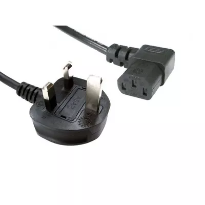 1M Right Angle Kettle Lead Cable Power Cord IEC C13 3 Pin • £2.50