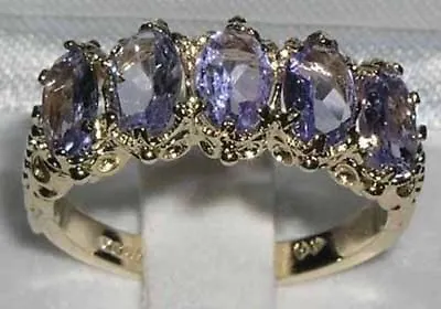 Solid 9ct Yellow Gold Natural Tanzanite Victorian Style Band Ring - Sizes J To Z • £439