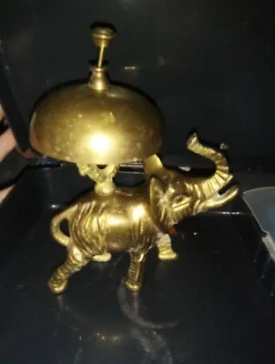 Vintage Soild Brass Front Desk Elephant Bell Great Craftmanship • $32.88