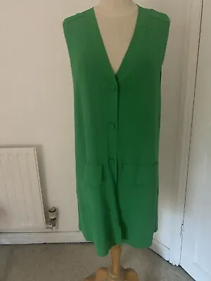 Zara Green Long Knitted Sleevless Cardigan Waistcoat Dress In Green  Size S • £24.99