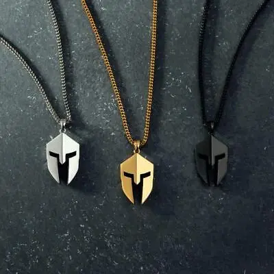 Greek Spartan Warrior Mask Helmet Knight Roman Gladiator Devil Pendant Necklace • $13.91