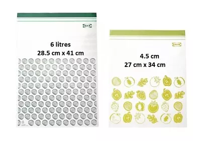 Ikea Double Zip Lock Food / Freezer Bags 30 X 6 Litres30 X 4.5 Litres Free Post • $26.38