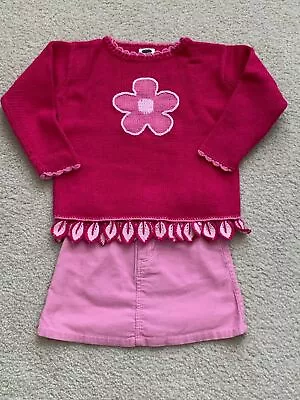 Girl's Mulberribush Sweater And Skirt- Pink  - Size 5 • $8.99