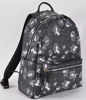 New MCM Stark $950 Floral Leopard Visetos Medium Backpack Rucksack Travel Bag • $779.19