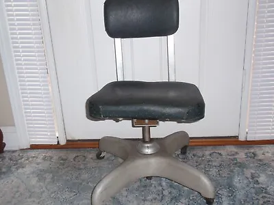 Aluminum Swivel Black Office Chair Mid Century Art Deco 1961 • $64.99