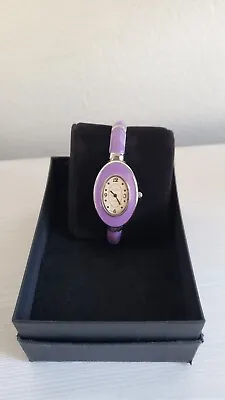 Vellaccio NY Quartz Watch Purple Bamboo Bangle Clip Bracelet Silvertone NEW • $14.99