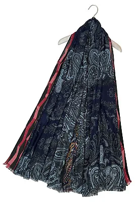 Indian Paisley Print Frayed Border Scarf Ladies Soft Large Stole Shawl 7312 • £9.49