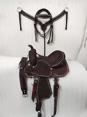 Best Quality Western Leather Barrel Rough Out Saddle With Free Tack Set All Size • $445.49