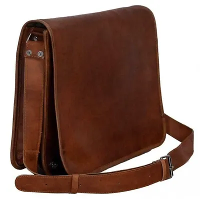 Men's Large Messenger Brown Vintage Leather Shoulder Satchel 15  Laptop Bag NEW • $45.21