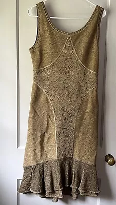 ZAC POSEN Gold Color Metallic Dress L • $320