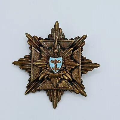 Fleur De Lis Brooch Vtg Pendant Brass Maltese Cross Coat Of Arms 8 Pt Star Pin • $34
