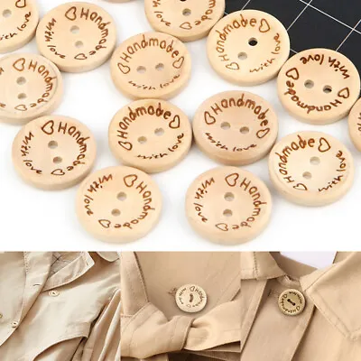 100Pcs 2Holes Wooden Round Buttons Clothing Decoration Sewing Craft Handmade DIY • $2.44