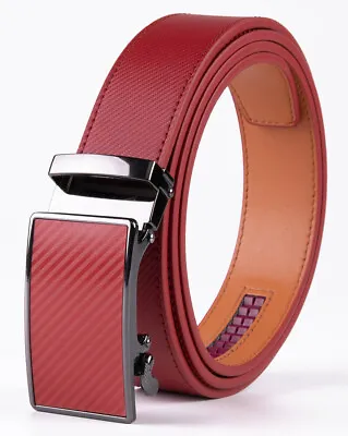 Mens Leather Belt No Holes Ratchet Belt Automatic Buckle Adjustable • $15.99